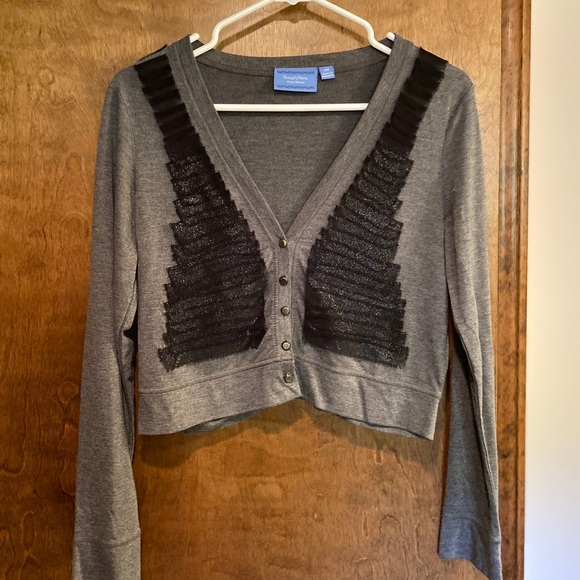 Vera Wang Women’s Charcoal Crop Cardigan (PM) - Picture 2 of 6